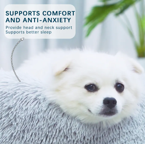 Cama acolchada en forma de dona para perros y gatos