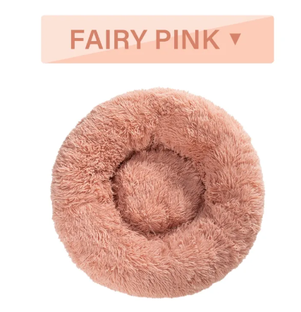 Cama acolchada en forma de dona para perros y gatos