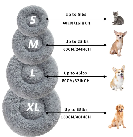 Cama acolchada en forma de dona para perros y gatos
