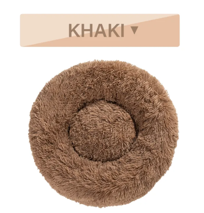 Cama acolchada en forma de dona para perros y gatos